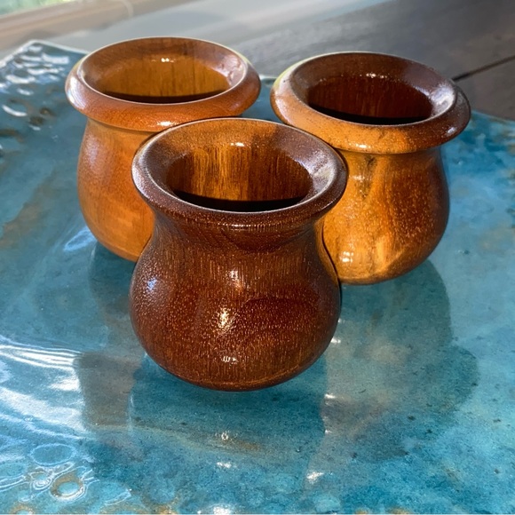 Vintage Hand Carved Myrtle Wood & Walnut Wood toothpick holders Lot of 3 - Picture 7 of 13